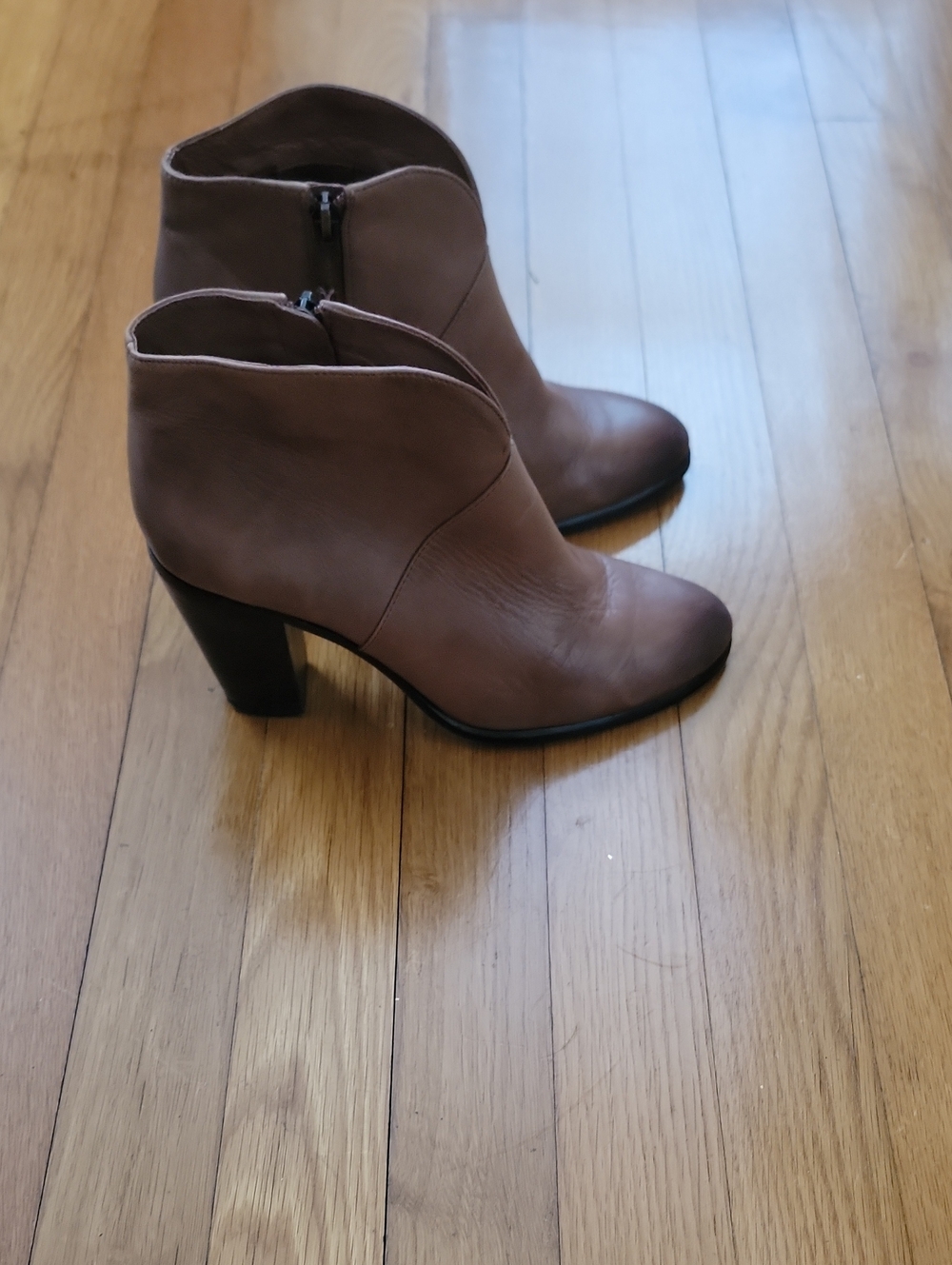 Vince Camuto Brown Leather Ankle Booties with Side Zip